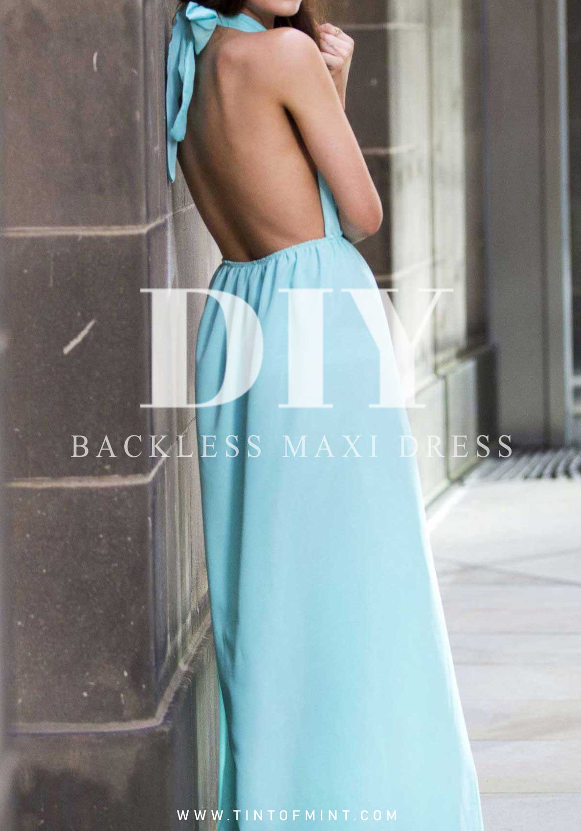 DIY Backless Maxi Dress- by Sewing Blogger tintofmint